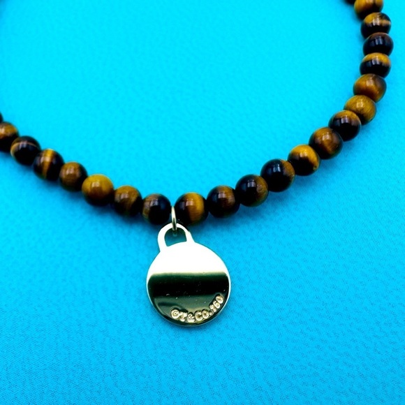 RARE Return to Tiffany & Co 18K Yellow Gold Tigers Eye Bracelet 7” Packaging - Picture 10 of 15